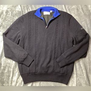 Mens Kartel Wool Blend Windbreaker 1/4 Zip Golf Sweater Pullover Navy Large